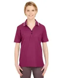 8546 UltraClub® Ladies' Short-Sleeve Whisper Piqu WINE/ WHITE