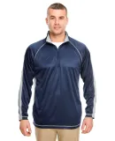 8398 UltraClub® Adult Cool & Dry Sport 1/4-Zip Pe NAVY/ GREY