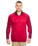 8398 UltraClub® Adult Cool & Dry Sport 1/4-Zip Pe RED/ BLACK