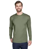 8422 UltraClub® Adult Cool & Dry Sport Long-Sleev MILITARY GREEN