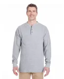 8456 UltraClub® Adult Mini Thermal Cotton Henley HEATHER GREY