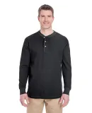 8456 UltraClub® Adult Mini Thermal Cotton Henley BLACK