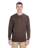 8456 UltraClub® Adult Mini Thermal Cotton Henley CHOCOLATE