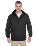 8908 UltraClub® Adult Microfiber Hooded Zip-Front BLACK