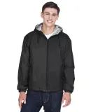 8915 UltraClub® Adult Nylon Fleece-Lined Hooded J BLACK