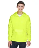 8925 UltraClub® Adult 1/4-Zip Hooded Nylon Pullov BRIGHT YELLOW