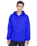 8925 UltraClub® Adult 1/4-Zip Hooded Nylon Pullov ROYAL