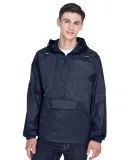 8925 UltraClub® Adult 1/4-Zip Hooded Nylon Pullov TRUE NAVY