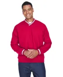 8926 UltraClub® Adult Long-Sleeve Microfiber Cros RED/ WHITE