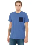 BELLA+CANVAS 3021 Unisex Cotton Pocket Tee in Hthr tr roy/ nvy