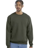 S600 Champion Logo Double Dry Crewneck Pullover in Dark green hthr