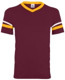 360 Augusta Sportswear Sleeve Stripe Jersey in Maroon/ gld/ wht