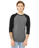 BELLA+CANVAS 3000 Hawthorne Baseball Tee in Deep hthr/ black