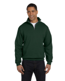 JERZEES 995 Adult New Blend Zip Cadet Collar Sweat in Forest green