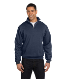 JERZEES 995 Adult New Blend Zip Cadet Collar Sweat in Vintage htr navy