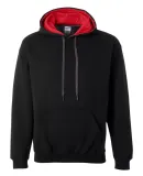 185C00 Gildan Adult Heavy BlendContrast Hooded Swe BLACK/ RED