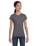 2616 LA T Girls' Fine Jersey Longer Length T-Shirt in Charcoal