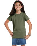 2616 LA T Girls' Fine Jersey Longer Length T-Shirt in Military green