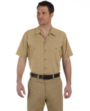 Dickies Short Sleeve Permanent Press Poplin Work S in Desert sand