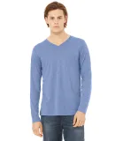 BELLA+CANVAS 3425 Mens Tri-Blend Long Sleeve V-Nec in Blue triblend