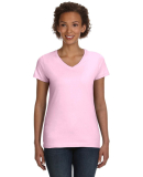 3507 LA T Ladies V-Neck Longer Length T-Shirt in Pink