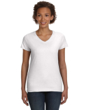 3507 LA T Ladies V-Neck Longer Length T-Shirt in White