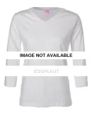 3577 LA T Ladies' V-Neck 3/4-Sleeve T-Shirt EGGPLANT