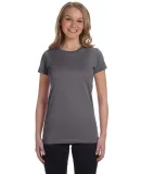 3616 LA T Juniors' Fine Jersey Longer Length T-Shi CHARCOAL