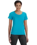 391 Anvil Ladies' Sheer Scoop-Neck Tee CARRIBEAN BLUE