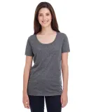 391 Anvil Ladies' Sheer Scoop-Neck Tee HEATHER DK GREY