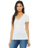 BELLA 6035 Womens Deep V-Neck T-shirt in White marble