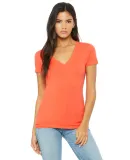 BELLA 6035 Womens Deep V-Neck T-shirt in Coral