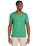 64V00 Gildan Adult Softstyle V-Neck T-Shirt in Hthr irish green