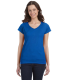 64V00L Gildan Junior Fit Softstyle V-Neck T-Shirt in Royal blue