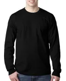 8100 Bayside Adult Long-Sleeve Cotton Tee with Poc in Black