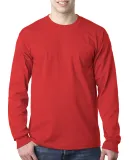 8100 Bayside Adult Long-Sleeve Cotton Tee with Poc in Red