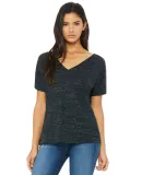 BELLA 8815 Womens Flowy V-Neck T-shirt in Black marble