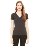 BELLA 8435 Womens Fitted Tri-blend Deep V T-shirt in Char blk triblnd