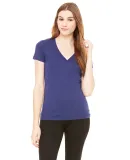 BELLA 8435 Womens Fitted Tri-blend Deep V T-shirt in Navy triblend