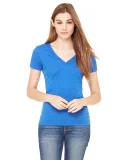 BELLA 8435 Womens Fitted Tri-blend Deep V T-shirt in Tr royal triblnd