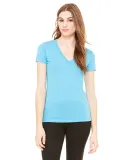 BELLA 8435 Womens Fitted Tri-blend Deep V T-shirt in Aqua triblend