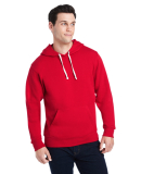 J8871 J-America Adult Tri-Blend Hooded Fleece in Red solid