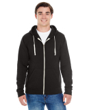 J8872 J-America Adult Tri-Blend Full-Zip Hooded Fl in Solid blk trblnd