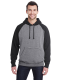 J8885 J-America Adult Vintage Heather Hooded Fleec in Smoke/ black