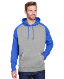 J8885 J-America Adult Vintage Heather Hooded Fleec in Smoke/ vin royal