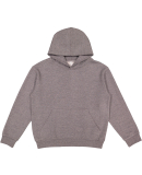 L2296 LA T Youth Fleece Hooded Pullover Sweatshirt in Granite heather