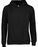 L2296 LA T Youth Fleece Hooded Pullover Sweatshirt in Black