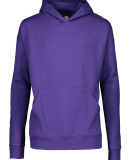 L2296 LA T Youth Fleece Hooded Pullover Sweatshirt in Purple