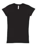 L3607 LA T Juniors' Fine Jersey V-Neck Longer Leng BLACK