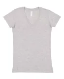 L3607 LA T Juniors' Fine Jersey V-Neck Longer Leng HEATHER